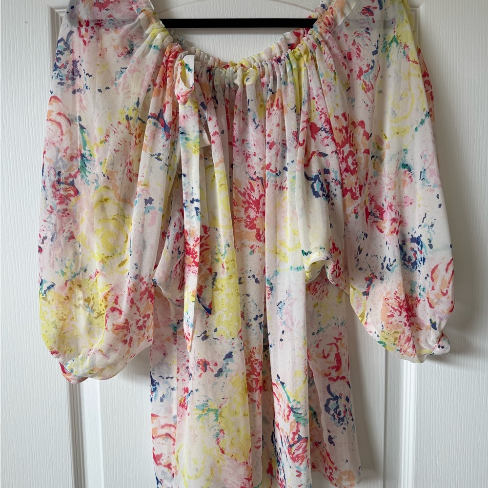 CAbi Colorful Floral Blouse